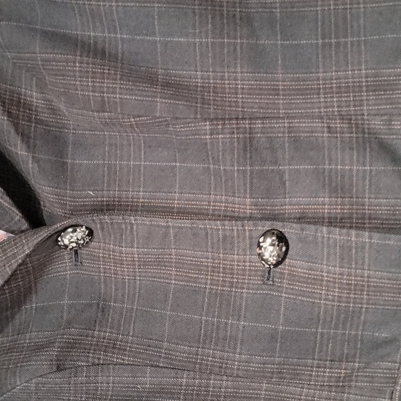 Free People Women's Gray Plaid Blazer Paisley Stripe Tail Size 2 - Picture 3 of 6